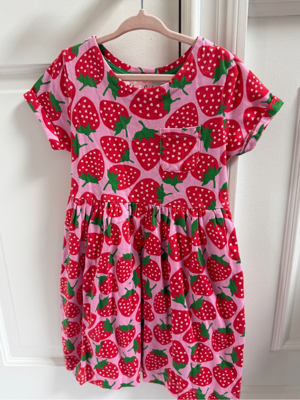 Boden Pink Strawberry-Print Casual Dress